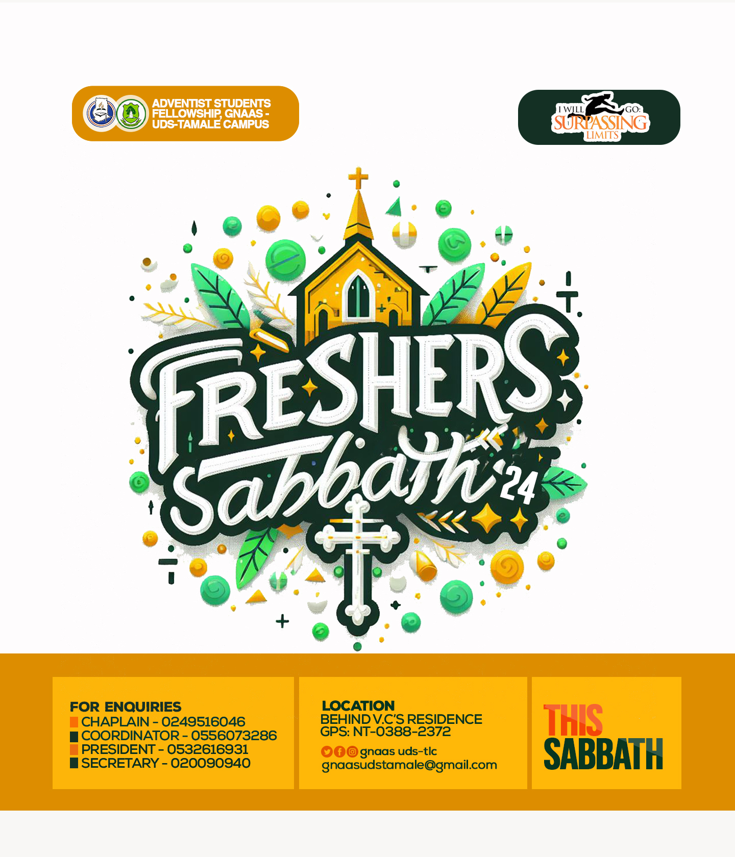 Freshers Sabbath event flyer